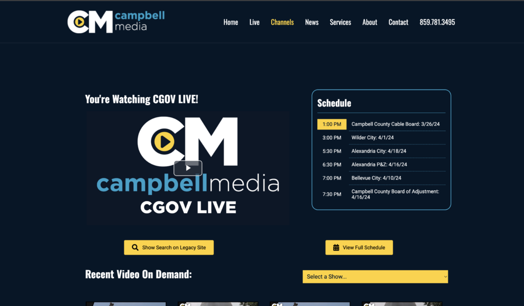 Screenshot of Campbell media website.